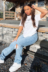 White Parisian Slogan T-shirt - Beckie-T-shirt