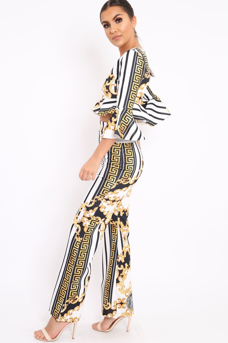 White Pattern Print Co-ord -Hasna-Co-ords