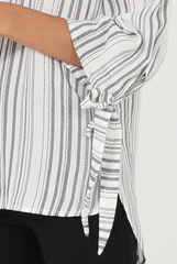 White Patterned Bardot Top - Tessie-Tops