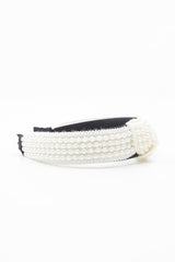 White Pearl Knot Detail Wide Hairband - Eugenie-Hair