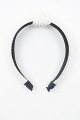 White Pearl Knot Detail Wide Hairband - Eugenie-Hair
