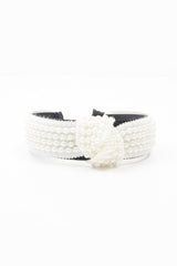 White Pearl Knot Detail Wide Hairband - Eugenie-Hair