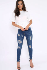 White Peplum Frill Detail Top - Carly-Tops