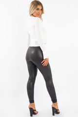 White Peplum Frill Long Sleeve Top - Fari-Tops