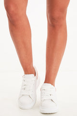 White Pink Faux Suede Insert Chunky Sole Trainers - Yuki-Trainers