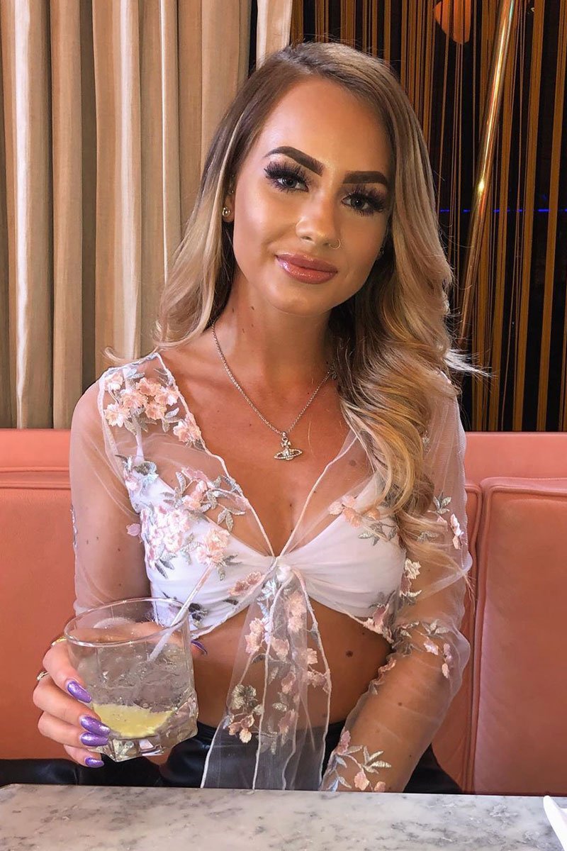 White Pink Mesh Floral Tie Front Crop Top - Elana-Crop Tops