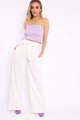 White Pinstripe High Waist Tailored Trousers - Ginni-Trousers