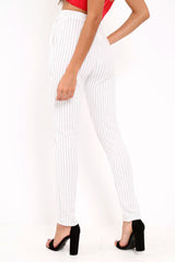 White Pinstripe Tapered Trousers - Paighton-Trousers