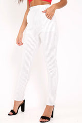 White Pinstripe Tapered Trousers - Paighton-Trousers