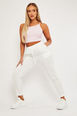 White Piping Detail Woven Trouser - Laila-Trousers