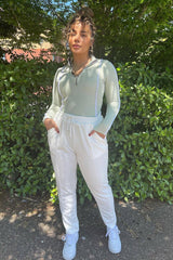 White Piping Detail Woven Trouser - Laila-Trousers