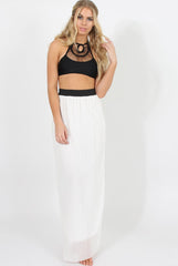 White Pleated Maxi Skirt - Shanice-Skirts