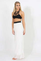 White Pleated Maxi Skirt - Shanice-Skirts