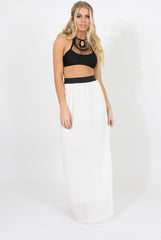White Pleated Maxi Skirt - Shanice-Skirts