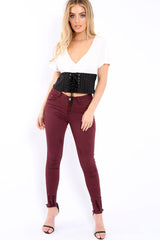 White Plunge Black Corset Lace Front Crop Top - Brinklee-Crop Tops