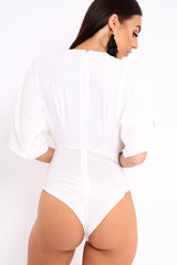 White Plunge Bodysuit - Florence-Bodysuits