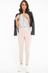 White Plunge Button Up Crop Blouse - Mintie-Blouse