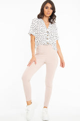 White Plunge Button Up Crop Blouse - Mintie-Blouse