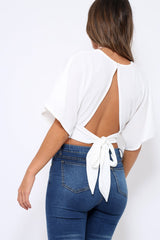 White Plunge Crop Top - Suzanne-Crop Tops