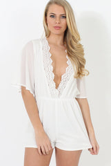 White Plunge Playsuit - Winnie-Playsuits