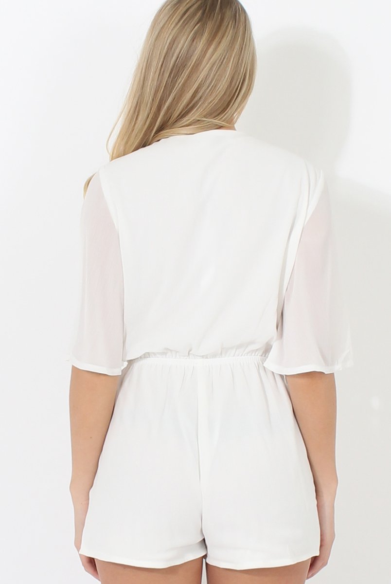White Plunge Playsuit - Winnie-Playsuits
