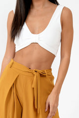 White Plunge Tie Front Bralet - Brelee-Bralets