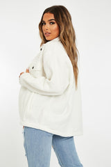 White Pocket Oversized Brushed Shacket - Caley-Shacket