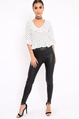 White Polka Dot Crop Top - Alixandra-Crop Tops