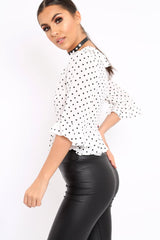 White Polka Dot Crop Top - Alixandra-Crop Tops