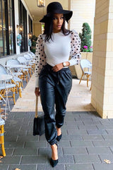 White Polka Dot Puff Sleeve Ribbed Top - Irisa-Tops