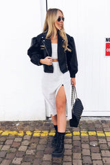 White Polka Midi Skirt and Crop Top Co-ord - Viktoriya-Co-ords