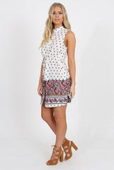 White Print Sleeveless Shirt - Britanny-Shirts