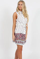 White Print Sleeveless Shirt - Britanny-Shirts