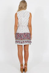 White Print Sleeveless Shirt - Britanny-Shirts