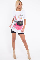 White Printed Slogan Longline T-Shirt - Jaylissa-T-shirt