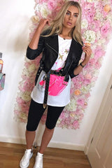 White Printed Slogan Longline T-Shirt - Jaylissa-T-shirt