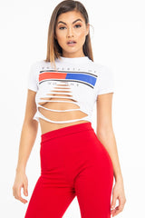 White Property of No-One Extreme Rip Crop Top - Verle-T-shirt