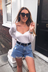 White Puff Sleeve Sweetheart Neckline Crop Top - Tomi-Crop Tops