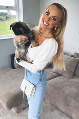 White Puff Sleeve Sweetheart Neckline Crop Top - Tomi-Crop Tops