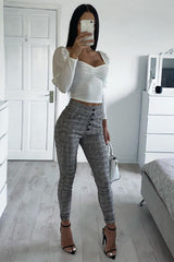 White Puff Sleeve Sweetheart Neckline Crop Top - Tomi-Crop Tops