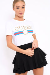 White Queen Slogan T-shirt - Chenise-Tops