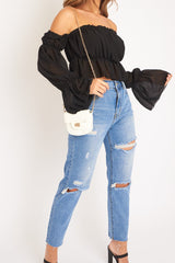 White Quilted Gold Chain Strap Mini Bag - Sari-Bags