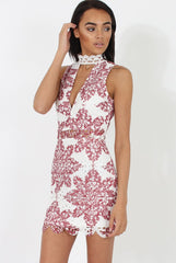 White & Red Crochet V Front Dress - Dacia-Dresses