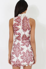 White & Red Crochet V Front Dress - Dacia-Dresses