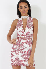 White & Red Crochet V Front Dress - Dacia-Dresses