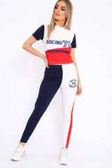White Red and Navy Racing Champion Co-Ord - Shanell-Co-ords