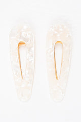 White Resin Detail Crocodile Pack of 2 Barrettes - Carolena-Hair