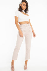 White Rib High Neck Crop Top - Talina-Crop Tops