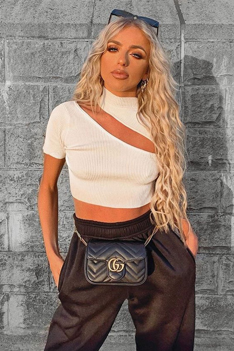 White Rib High Neck Crop Top - Talina-Crop Tops