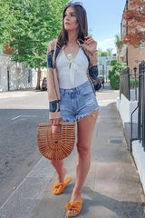 White Rib Plunge Tie Front Bodysuit - Ryver-Bodysuits